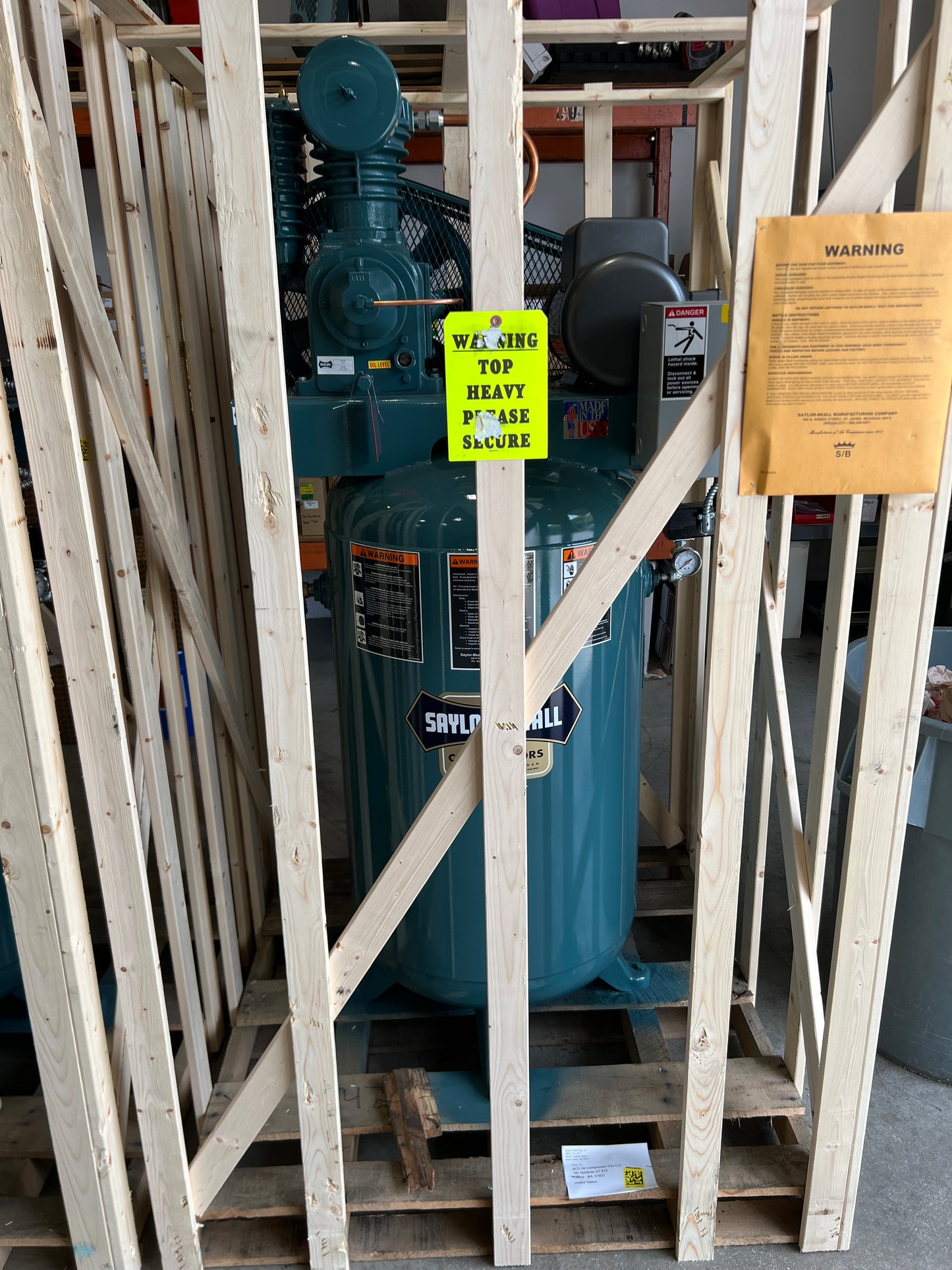 Saylor Beall 735-80V 5 horsepower Air Compressor- 80 Gallon - 17.3 Cfm - 175 Psi- 230/1 Phase